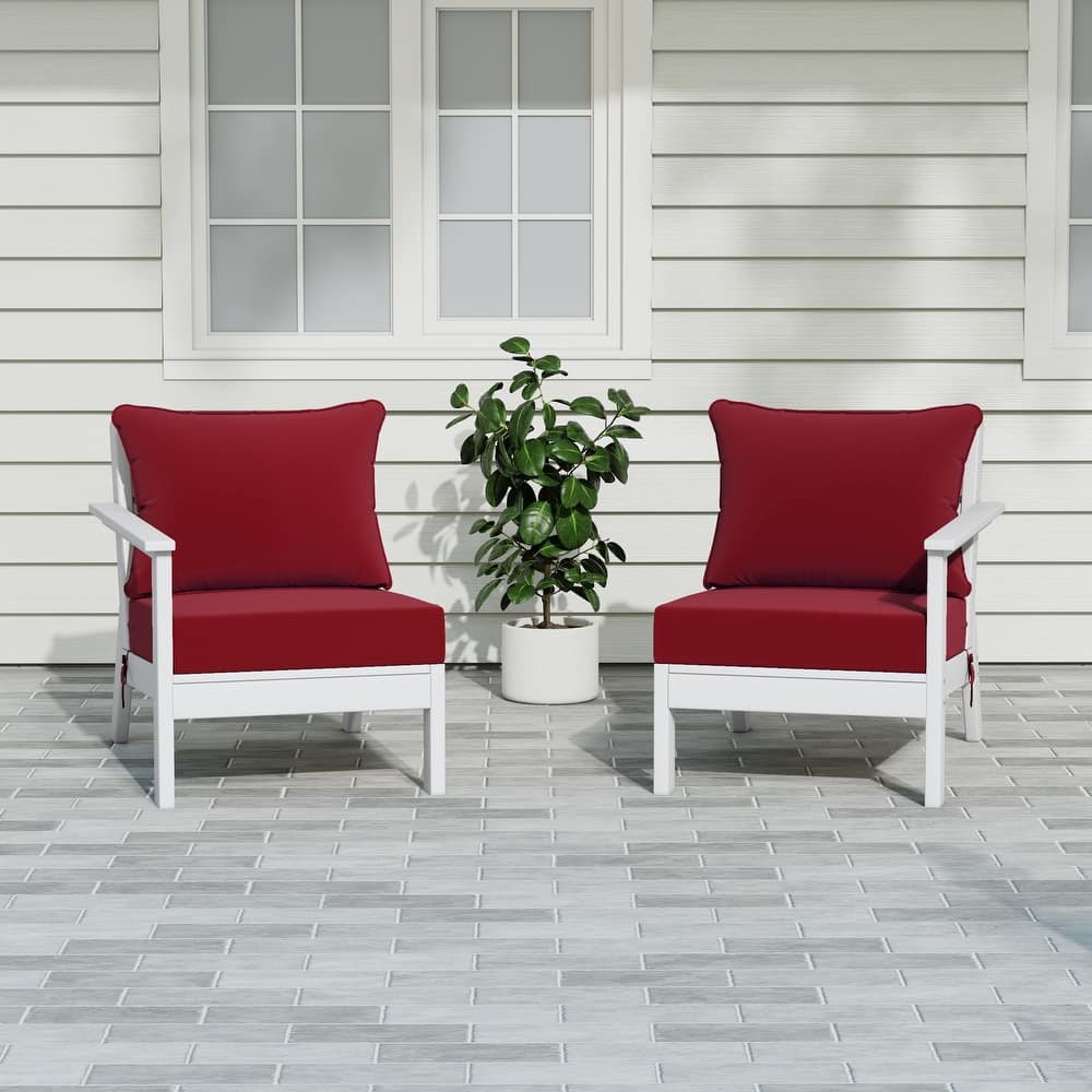 Birchwood All Weather HDPE Outdoor Patio Deep Seating White Loveseat (2-Piece)