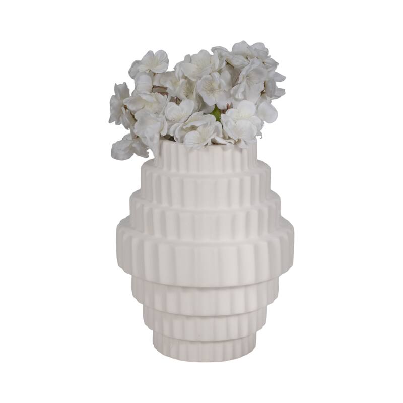 Sagebrook Home Textured Staggered Vase, White