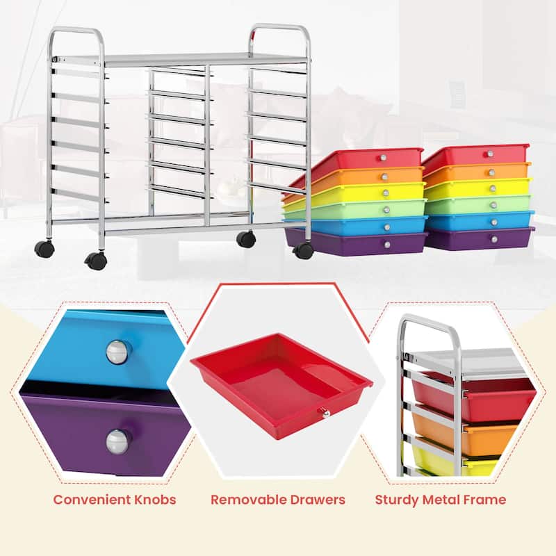 Costway 12 Drawers Rolling Cart Storage Scrapbook Paper Studio - See Details