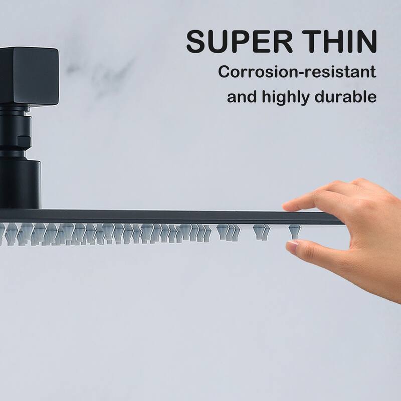 Luxury 10'' High Pressure Adjustable Rain Shower Head with Self-Cleaning and Aerating Technology in Black / Gold