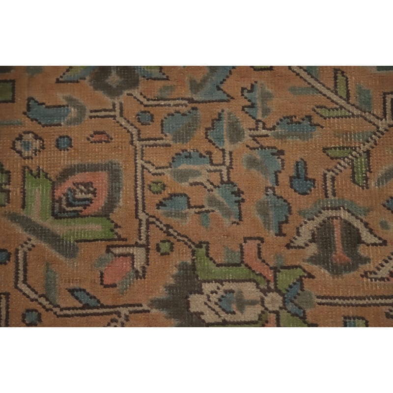 Hand Knotted Oriental 100% Wool Carpet Traditional Floral Oranges & Rust Tabriz Area Rug - 12' 6'' X 9' 1''