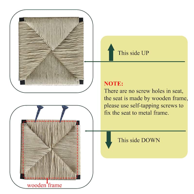 Ostweer Furniture Back Hand Weave Bar Stools Set of 2 (Honey)
