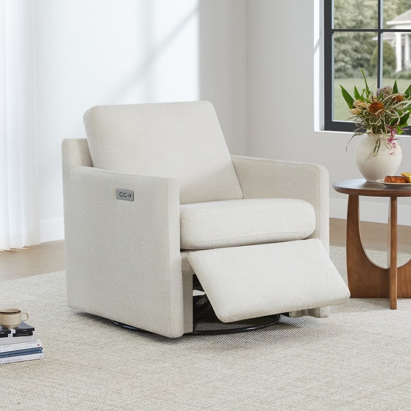 Spruce & Spring Nora Power Swivel Accent Chair Wall Hugger with Electric Footrests