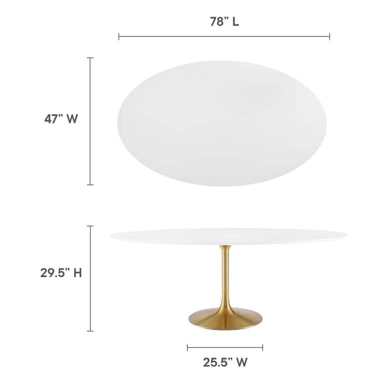 Mid-century Modern Dining Table With White Wood Top and Gold Base
