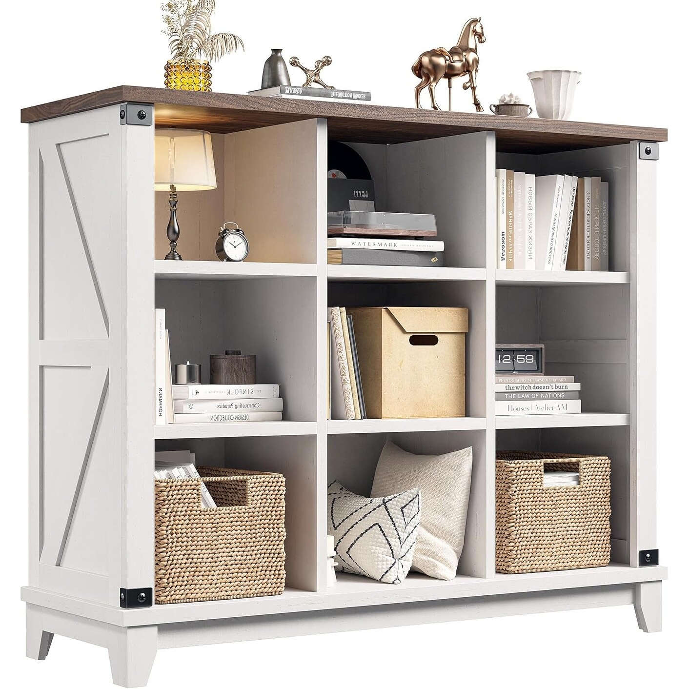 9 Cube Storage Organizer and Shelf, White Bookshelf for Bedroom