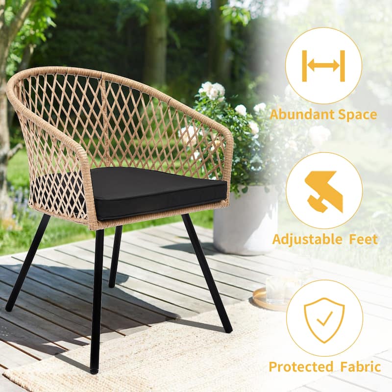 Moasis 5-Piece Outdoor Dining Set with Umbralle Hole Rattan Patio Dinging Set - 35"L x 35"W x 31.1"H