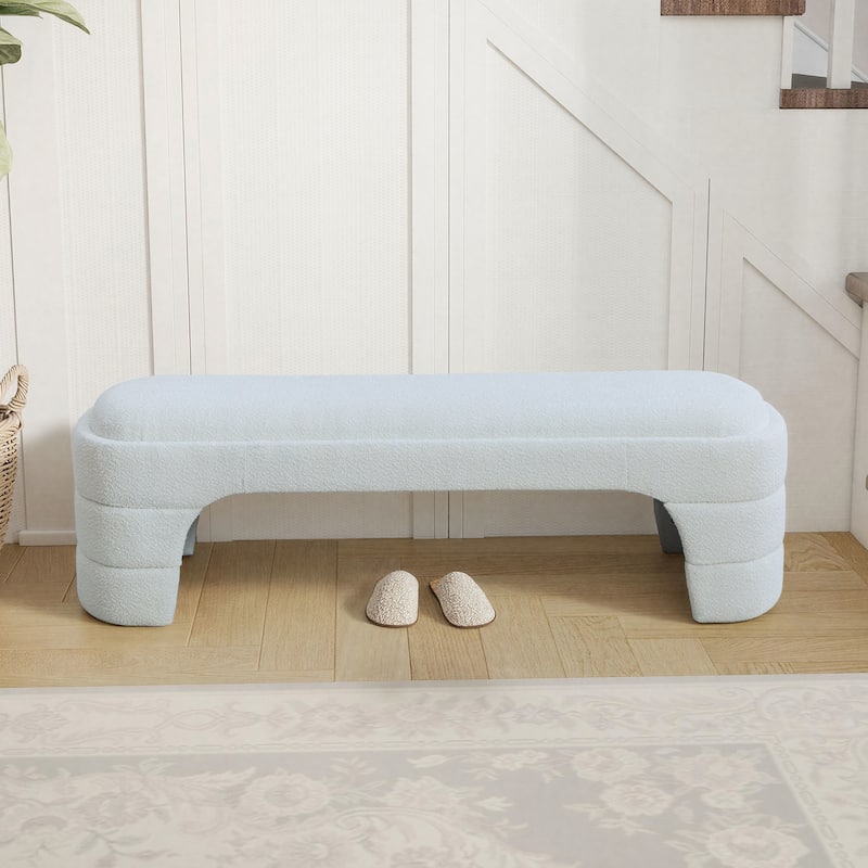 65"W Chenille Upholstered End of Bench ,Entryway Shoe Bench,FootStool Ottoman for Bedroom, Living Room