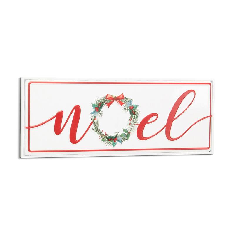 Handcrafted Rectangular "Noel" Christmas Wall Sign - 18.5"