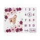 preview thumbnail 1 of 4, Burgundy Pink Watercolor Floral Girl Baby Monthly Milestone Blanket - Blush Maroon Wine Rose Green Shabby Chic Flower Farmhouse