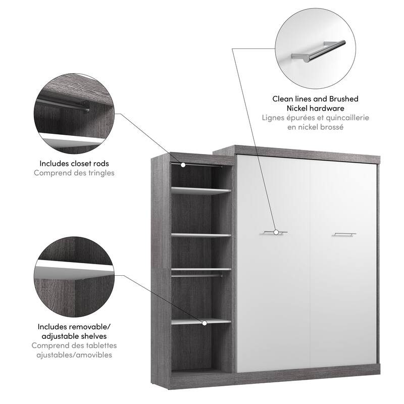 Nebula Queen Murphy Bed with Closet Organizer (90W) by Bestar