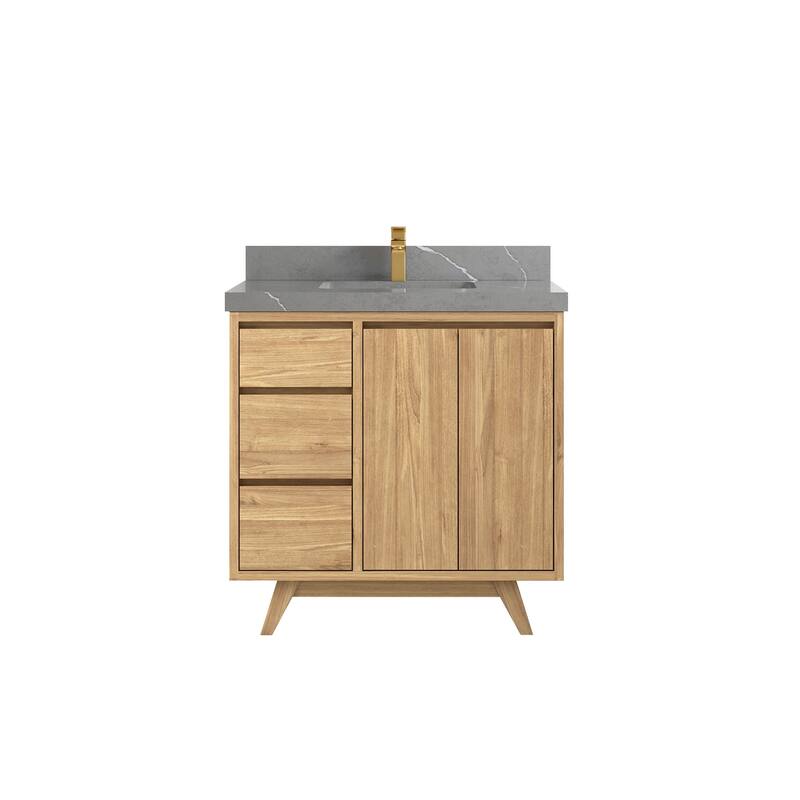 Willow Collections 36 in. W x 22 in. D Madison Teak Center Sink Bathroom Vanity with Countertop