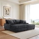 preview thumbnail 84 of 116, Modular Armchair and Ottoman Set with Adjustable Headrest, Flannel Upholstery Gray - Symmetrical