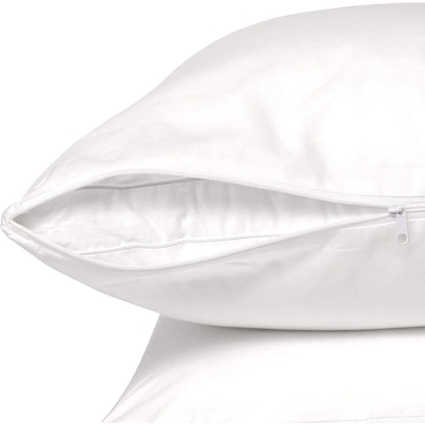 CIRCLESHOME Zippered Pillow Protectors 100% Cotton, Breathable & Quiet (2 Pack)