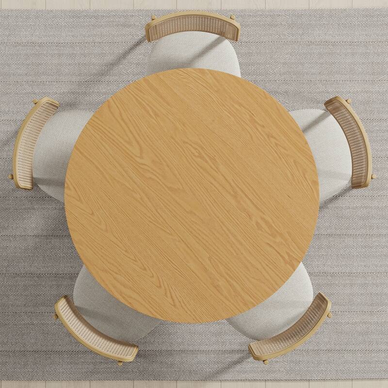 Solid Wood Round Dining Table with Finish and Elegant Arched Legs for Modern Dining Rooms & Kitchens