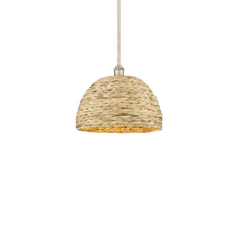 Innovations Lighting 616-1S-13-16 Woven Rattan Pendant Woven Rattan - Antique Brass / Natural