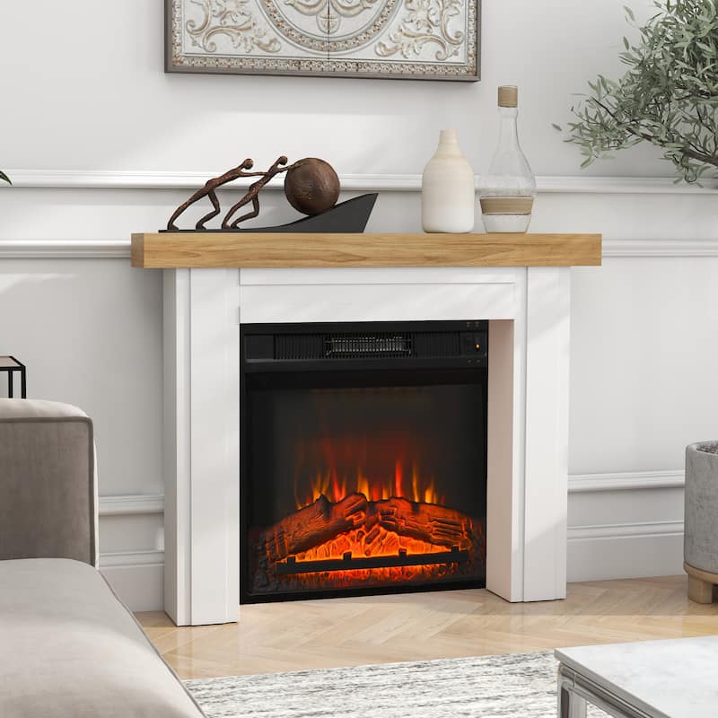 HOMCOM Modern Fireplace Mantel, Freestanding Fireplace Surround with Leg for Electric Fireplaces, 51.2" W x 40.6" H