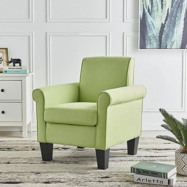 Angela Green Microfiber Fabric Armchair, Rolled Arm Living Room Chair. Opens flyout.
