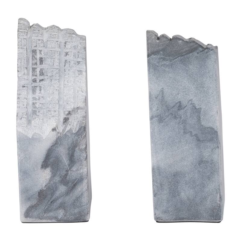 Marble, Set Of 2 7" Live Edge Bookends, Black, Novelty, 7"H, Marble - 7" x 3" x 7"
