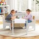 preview thumbnail 4 of 15, Kids Art Table and 2 Chairs Set with 4 Fabric Storage Bins and 4 Compartments - 39.5" x 20" x 23" (L x W x H)