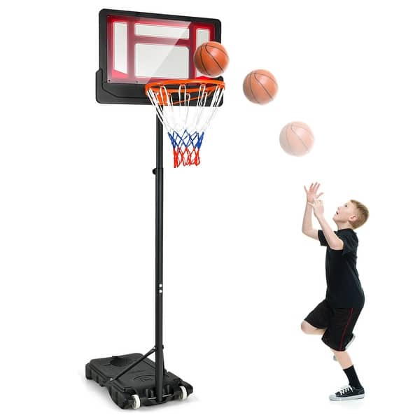 slide 2 of 10, Costway Kids Basketball Hoop Portable Backboard System with Adjustable - See Details Red, Black - See Details