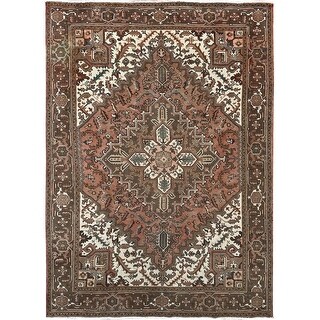 Shahbanu Rugs Hazelnut Brown Vintage Persian and Heriz Design Evenly ...