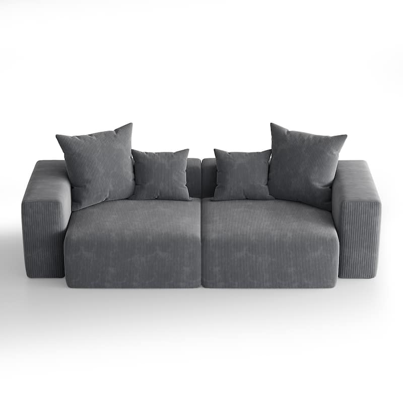Corduroy Upholstered Modular Sectional Sofa with Ottoman