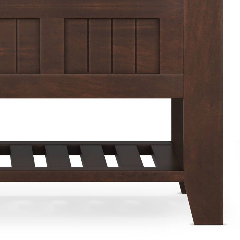 WYNDENHALL Normandy SOLID WOOD 48 inch Wide Transitional Entryway Storage Bench in Brunette Brown - 17" D x 48" W x 27.2" H