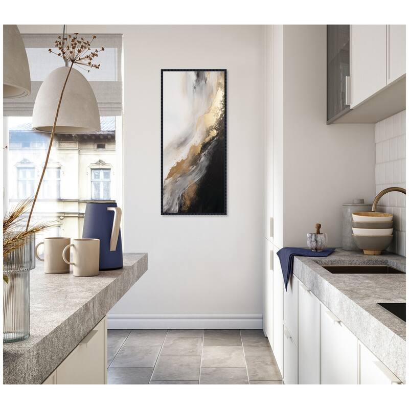 Kate and Laurel Luxe Drift Modern Glamour Abstract by The Creative Bunch Studio Framed Canvas Wall Art Print