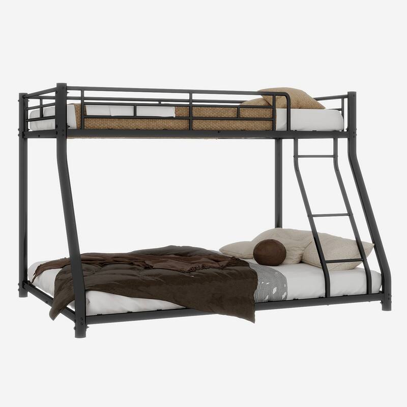 GDFStudio - Heavy-Duty Metal Twin Over Full Bunk Bed with Storage