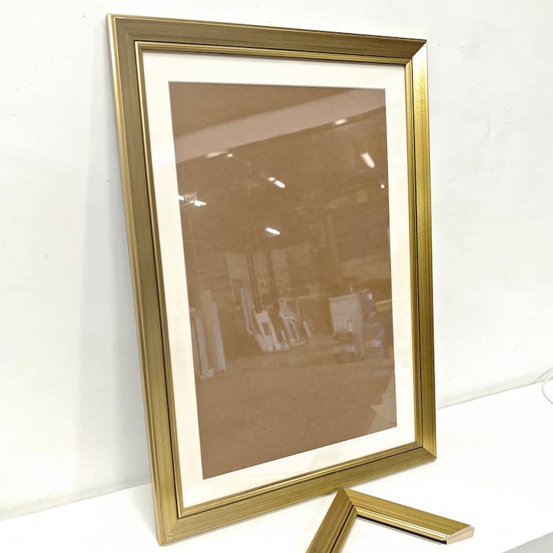 Solid Wood Picture Frame - Replaceable Canvas Art Frame with Organic Glass, Elegant Framed Wall Decor for Living Room - Gold