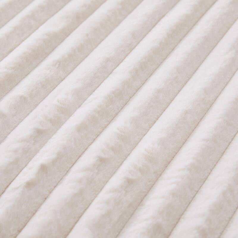 ​Upholstered Storage Ottoman - Open Shelf & Faux Fur Top