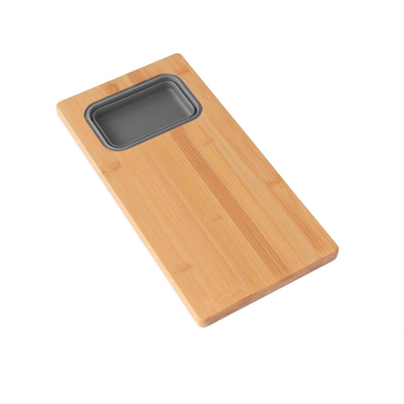 AZUNI 16.75 inch Workstation Sink Bamboo Cutting Board set with 1 Collapsible Container - 16.75" x 8.5"