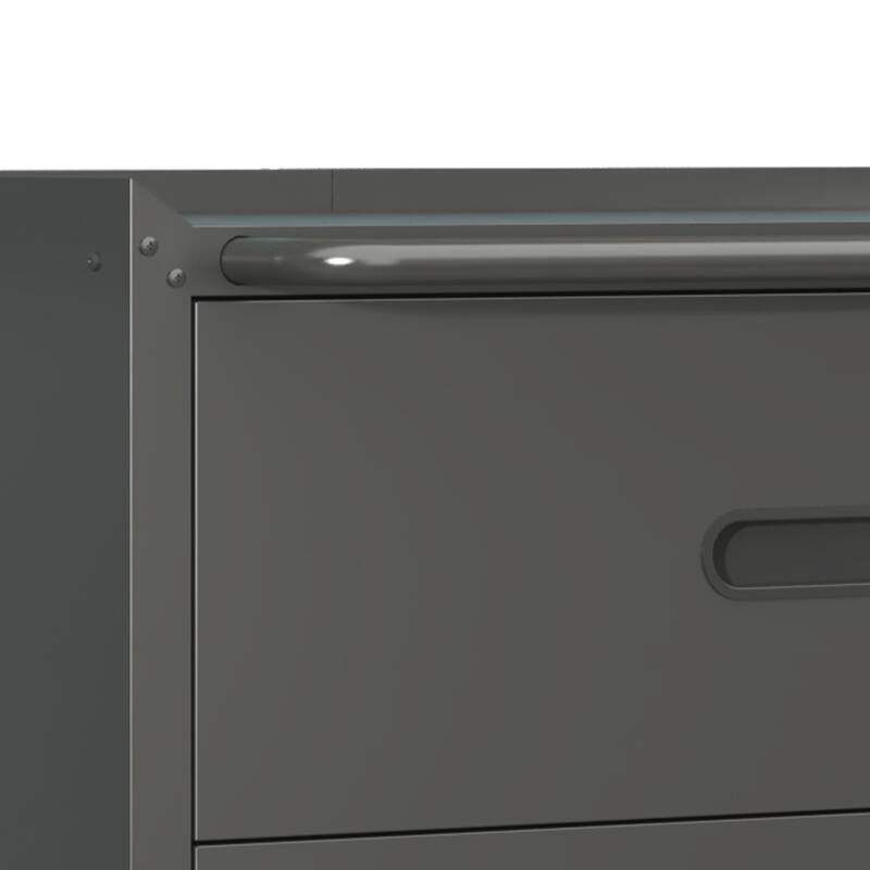 Black and Grey Steel Storage Cabinet with Raised Top and Smooth Sliding Drawers for Garage - 29.53"W x 16.54"D x 34.65"H