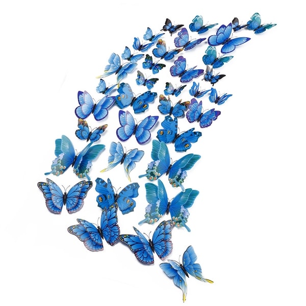 36pcs 3D Butterfly Wall Stickers Decal Sticker for Room Decoration Blue