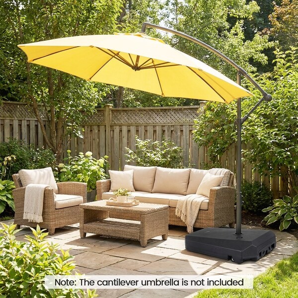 Gymax Cantilever Umbrella Base with Wheels, Cut-out Handles - Bed