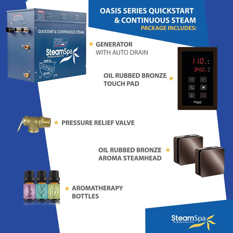 Oasis Series 12000-Watts Steam Generator with Continuous Steam Plus Easy Touch Pad and Auto Drain