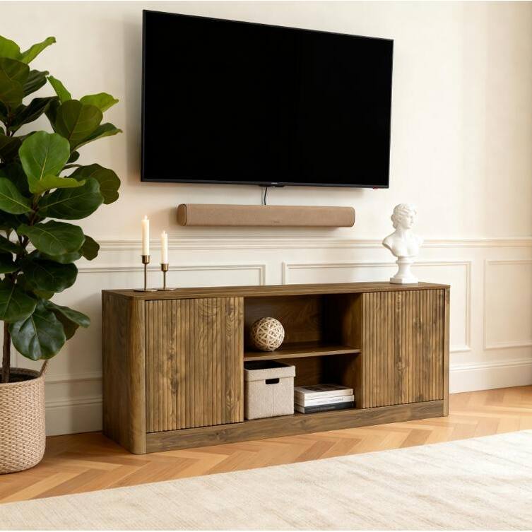 63 Inches TV Stand, Farmhouse Entertainment Center for Living Room
