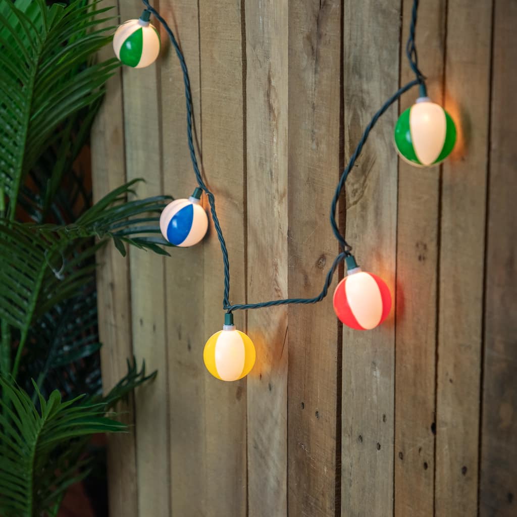 Beach Ball Patio Light Set - 6' Green Wire - 10ct - 102"