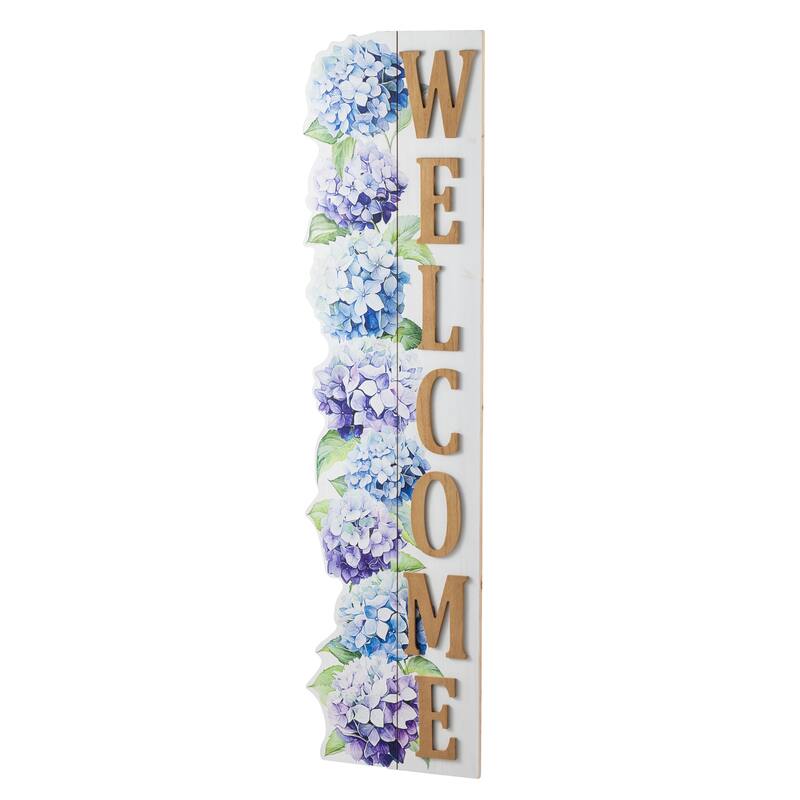 Glitzhome 42"H Solid Wood WELCOME Porch Sign with Bee Outdoor Decor