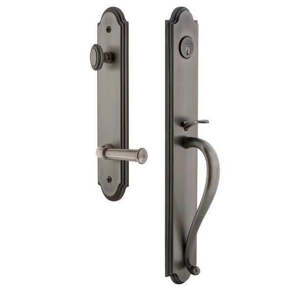 Grandeur ARCSGRGEO_ESET_238_RH Arc Solid Brass Rose Right Handed Keyed Entry Single Cylinder Full Plate "S" Grip Handleset with
