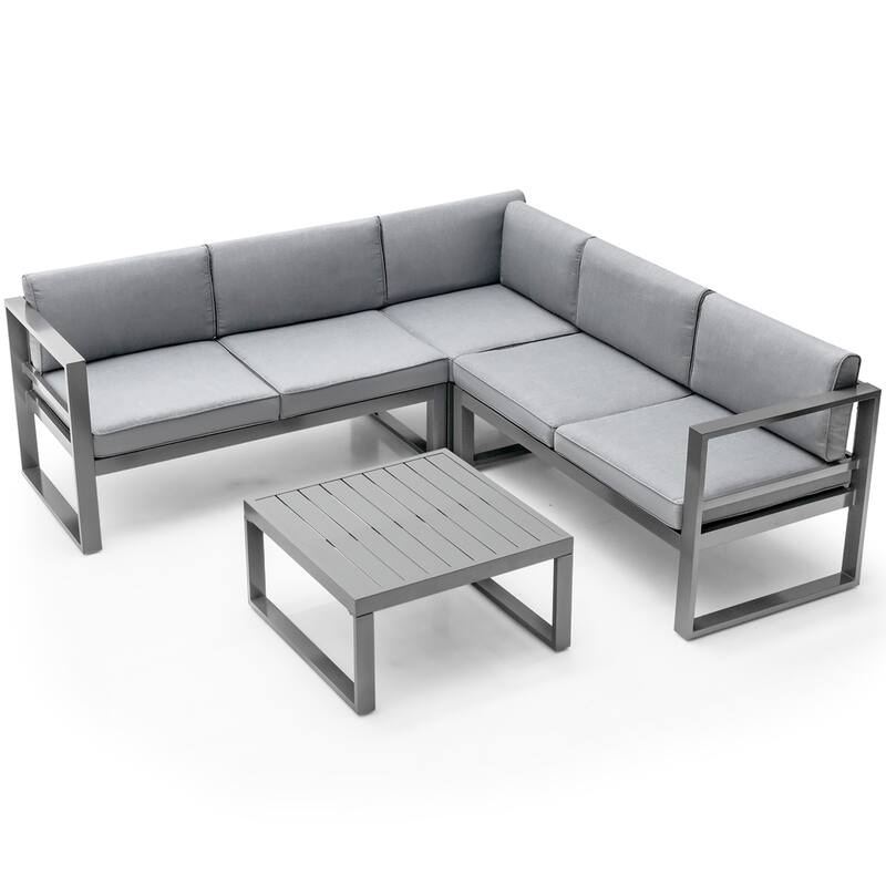 Costway 4PCS Patio Furniture Set Aluminum Frame Loveseat Coffee Table - See Details