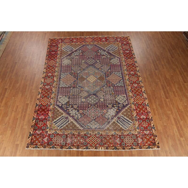 Hand Knotted Oriental 100% Wool Carpet Traditional Geometric Navy Blue & Blues Najafabad Area Rug - 12' 10'' X 9' 1''