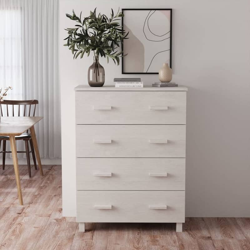 vidaXL Sideboard Buffet Console Cabinet for Kitchen HAMAR Solid Wood Pine - 31.1"x15.7"x40.7" - White