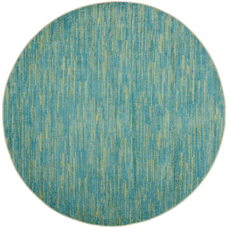 Nourison Modern Solid Indoor/Outdoor Area Rug - 6' Round - Blue/Green