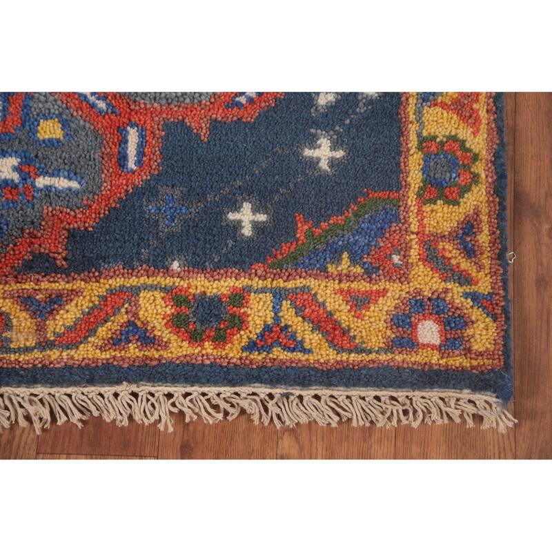 Blue Kazak Oriental Runner Rug Wool Carpet - 2'7"x 9'9"