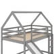 preview thumbnail 11 of 12, Elegant House Shape Twin over Twin Bunk Bed with Slide, Guardrails and Ladder, Designed for Child Safety, Gender Neutral, Grey