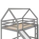 preview thumbnail 11 of 12, House Shape Twin over Twin Wood Bunk Bed with Slide and Ladder, Grey