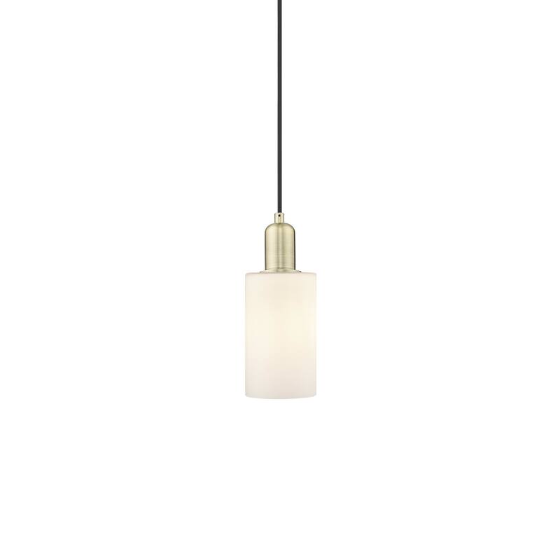 Innovations Lighting 716-1P-10-5 Clymer Pendant Clymer 5" Wide Mini - Antique Brass / Matte White