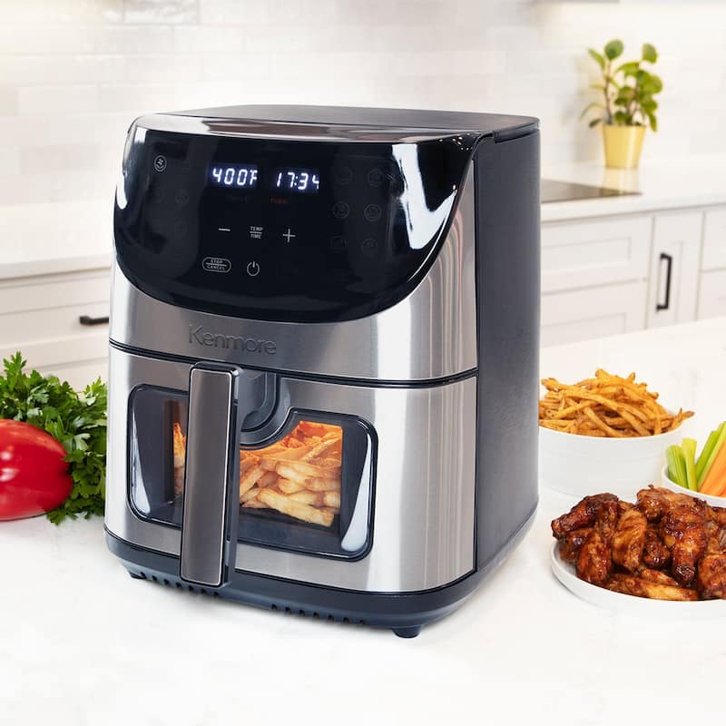 Kenmore 8 Qt Digital Air Fryer, 12 Cooking Presets, Stainless Steel