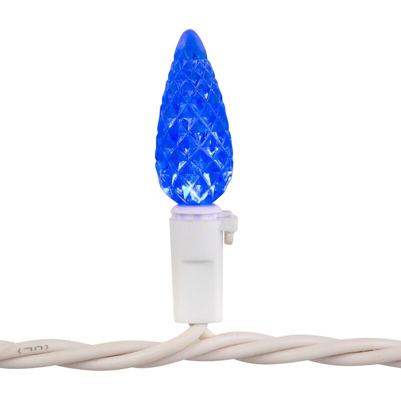 Patriotic LED C6 Faceted Christmas Lights - Red, White and Blue - 16.5' White Wire - 50ct
